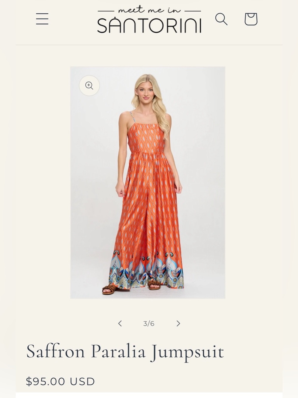 Meet Me In Santorini Orange Saffron Paralia Jumpsuit size Medium NWT